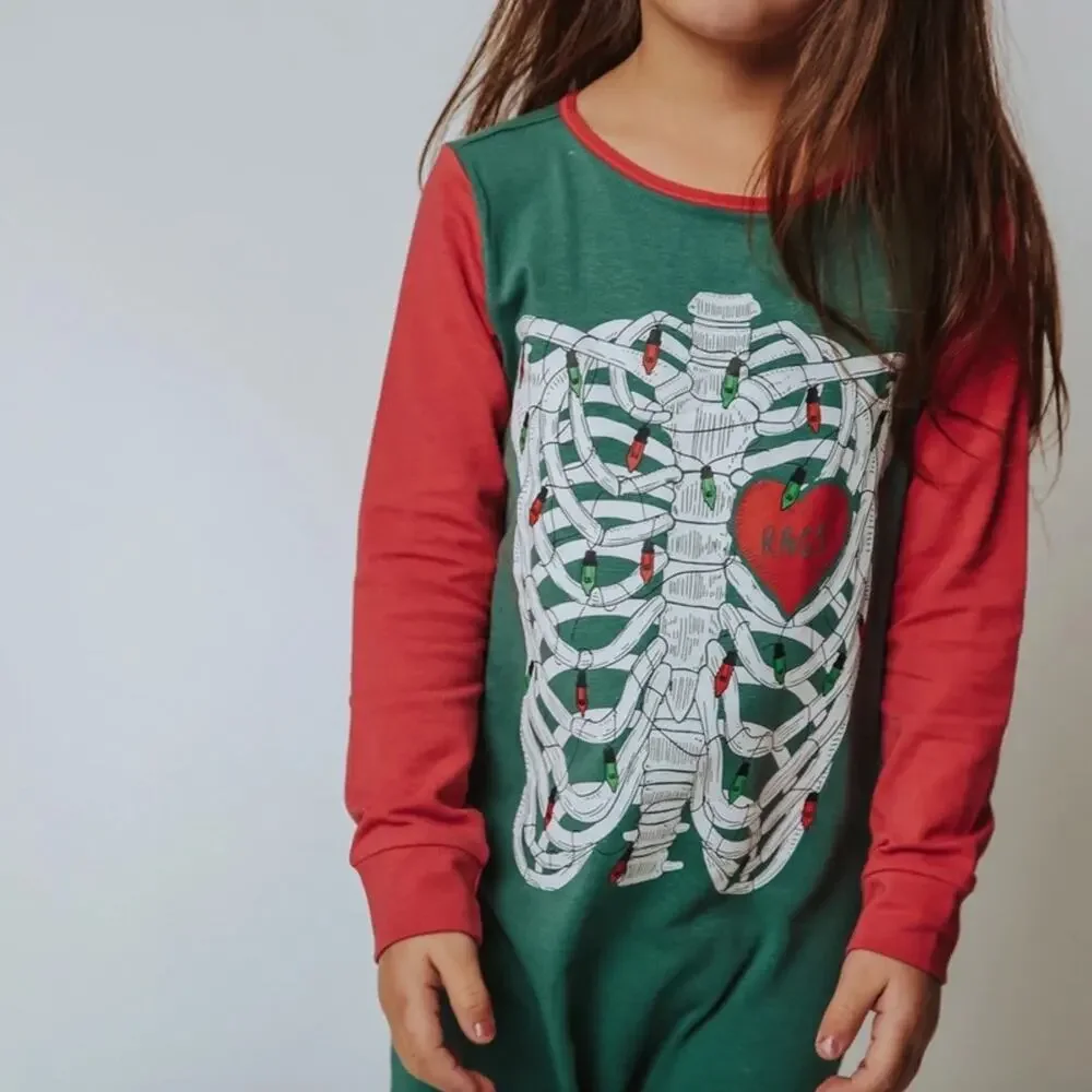Rags to Raches NWT unisex holiday Christmas skelly skeleton one piece romper